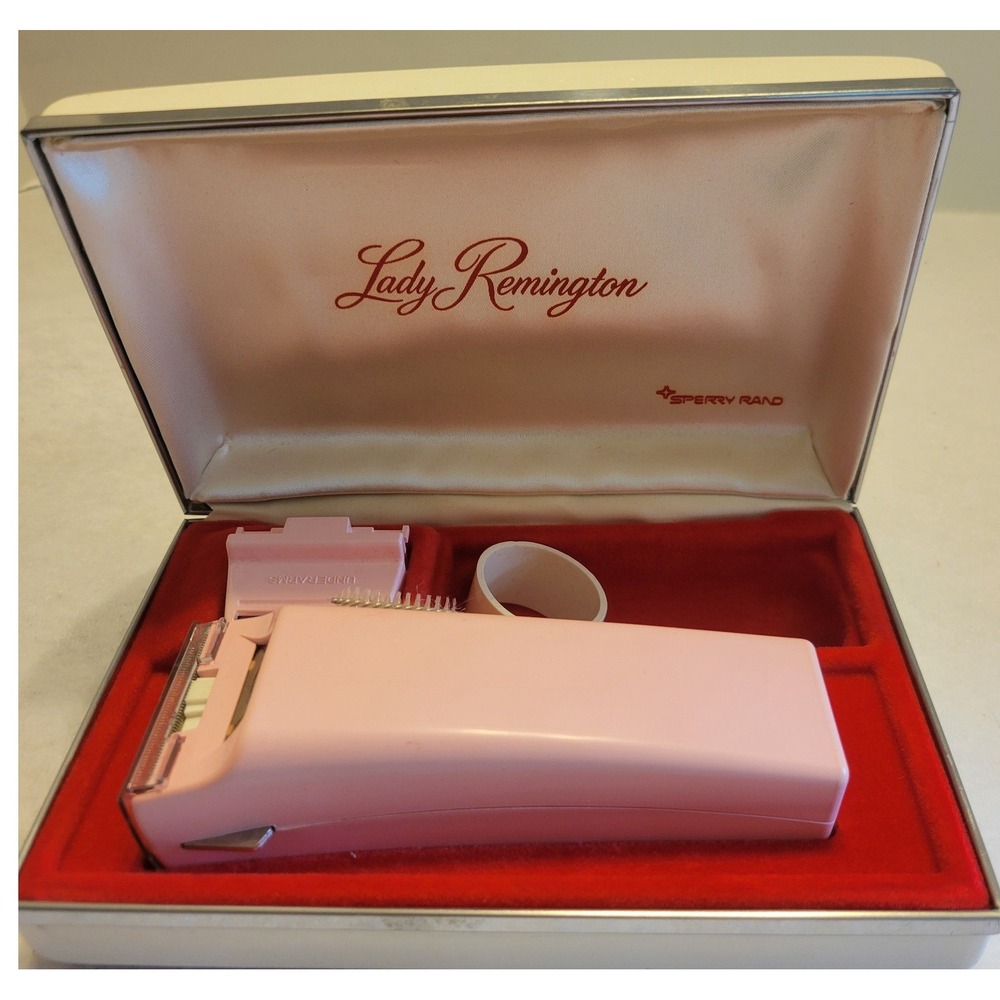 Vtg Lady Remington Electric Shaver MCM Grooming Kit Pink Gold - Untested no Cord